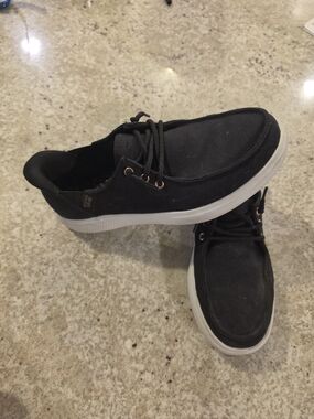Skechers Black Slip Ins Canvas Sneakers with White Sole